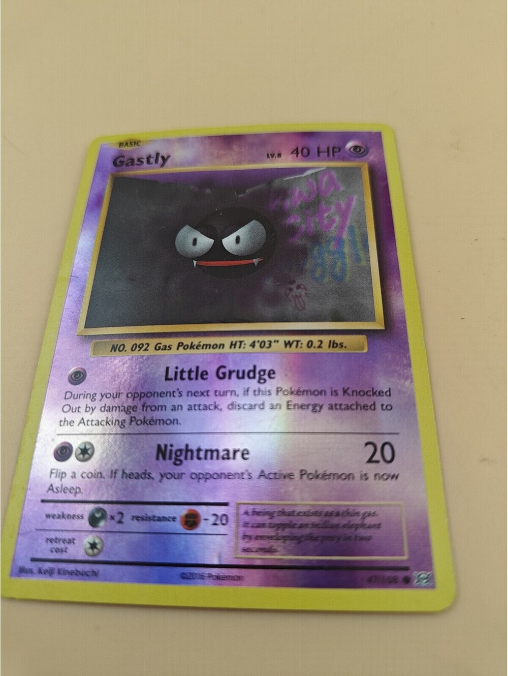 Pokemon Gastly 47/108 Reverse Holo Evolutions Common NM TCG Card
